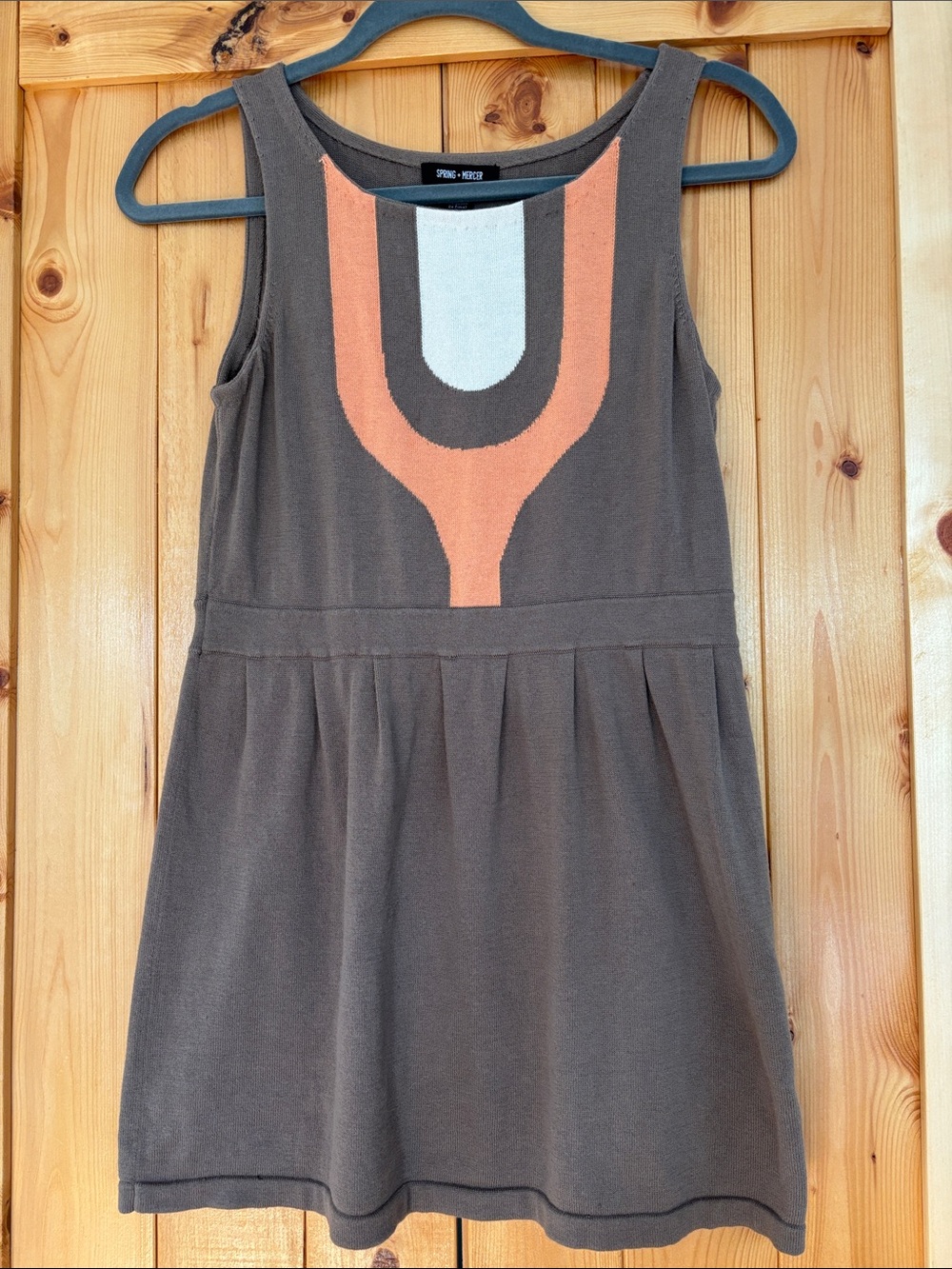 Spring + Mercer Knit Sweater Tank Top Women’s Medium M Brown Orange Retro Long